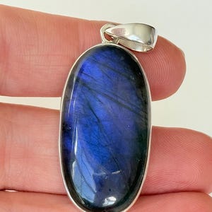 Blauer Labradorit Anhänger, Halskette, Oval Labradorit In Sterling Silber