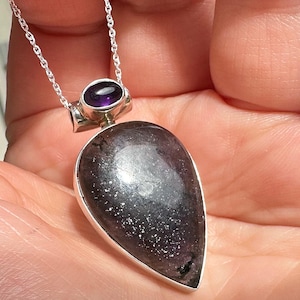 Iolite Sunstone Amethyst Sterling Silver Pendant - 1.25&quot;