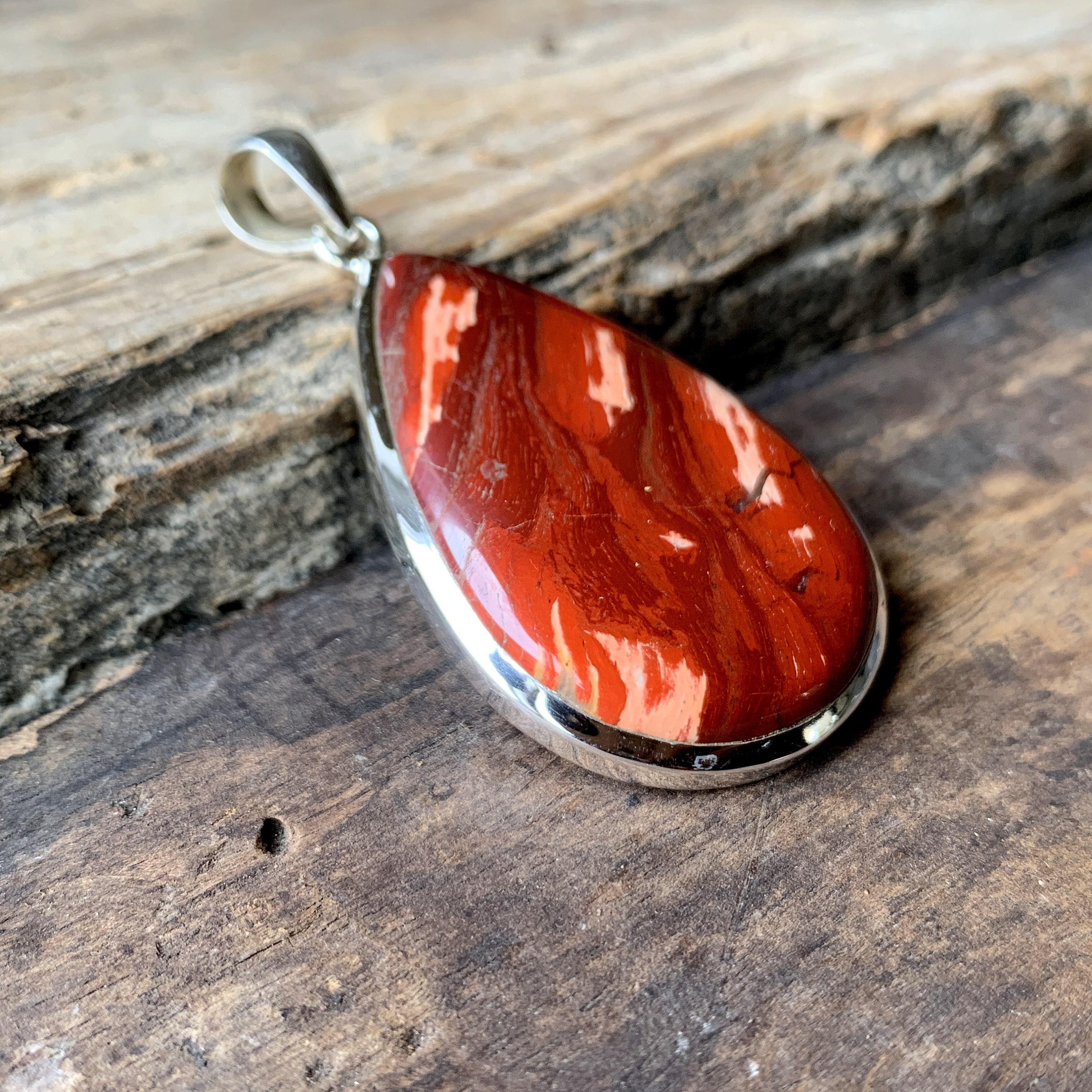 Snakeskin Jasper Pendant, 925 Sterling Silver, Natural Gemstone