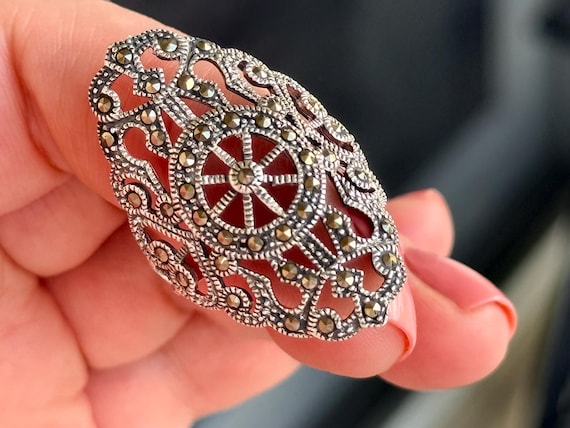 Marcasite Ring, Size 9, 925 Sterling Silver
