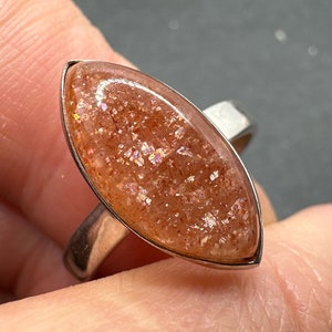 Size 9, Sunstone, Orange Sunstone,  In Sterling Silver