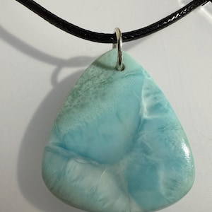 Larimar Pendant, Dominican Larimar, Silver Pendant, 925 Sterling