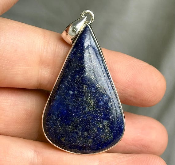 Lapis Lazuli Pendant, 925 Silver, Deep Blue Gemstone, Silver