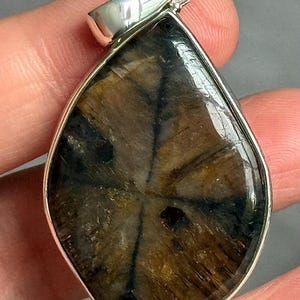 Chiastolite Cross Stone Pendant, 925 Silver, Natural Crystal Necklace, Large Stone Jewelry