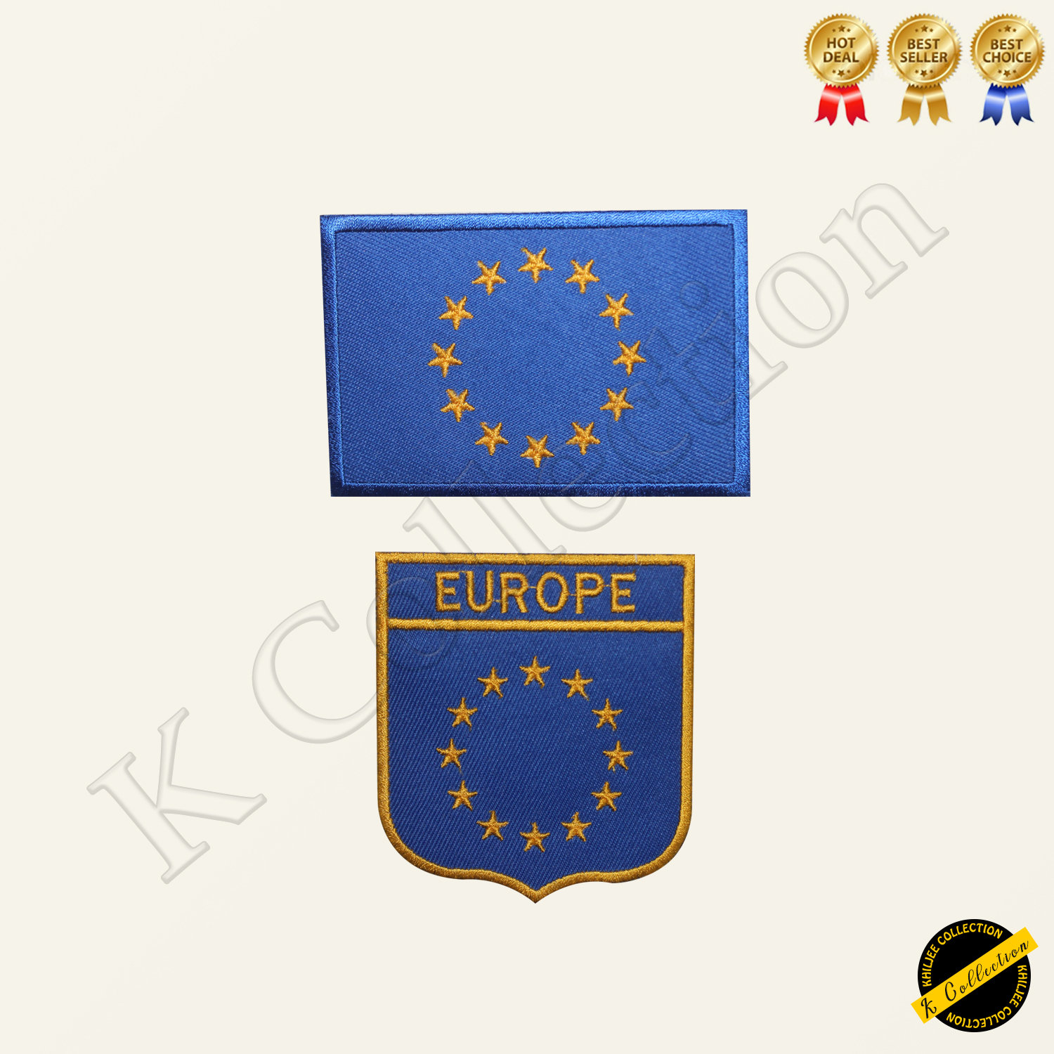 Tanto Badges Pack of 3 x Flag of European Union Embroidered sew on Iron on Patch Each 65mm x 40mm 