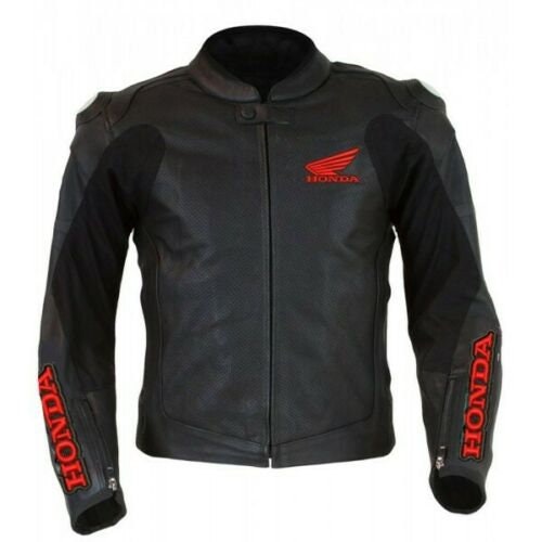 Image of Honda Motorbike/Motorcycle Cowhide Leather Jacket With Ce Approved Protections Inside