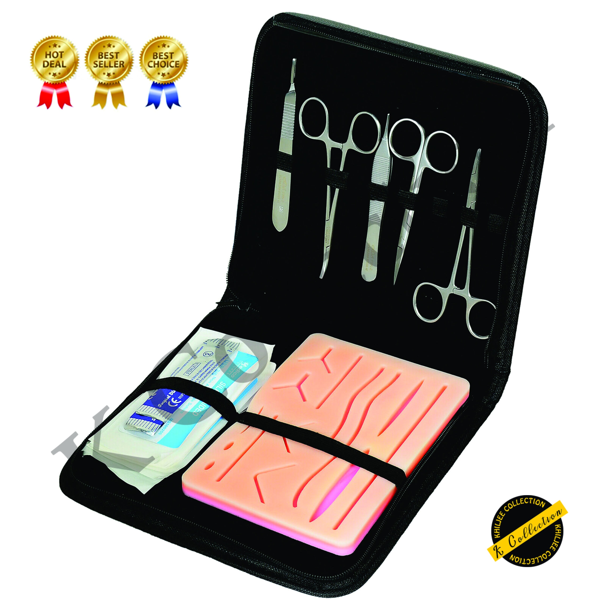 Kit de suture | Kit de pratique de suture pour étudiants en médecine | Kit  de pad et d'outil de suture | Filetage à 24 sutures mixtes avec