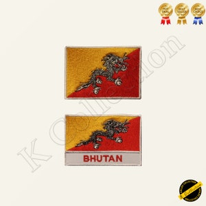 BHUTAN National Flag Embroidered Iron on Sew On Patch Badge