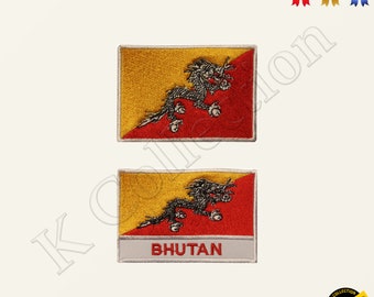 BHUTAN National Flag Embroidered Iron on Sew On Patch Badge