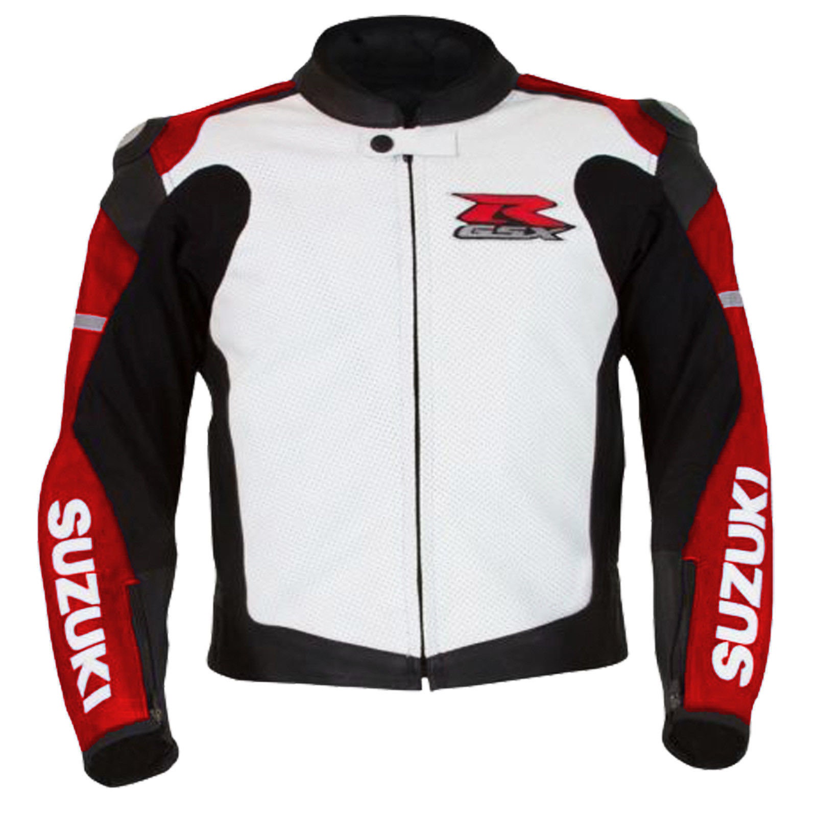 Image of Suzuki Motorbike/Motorcycle Cowhide Leather Jacket With Ce Approved Protections Inside