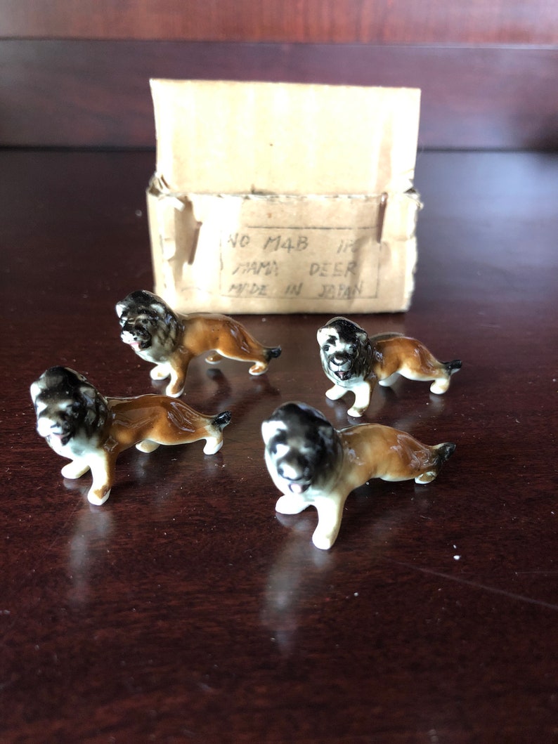 Vintage Miniature Bone China Hand painted Lion Figurines Set of 4