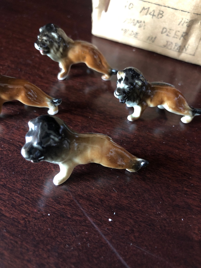 Vintage Miniature Bone China Hand painted Lion Figurines Set of 4