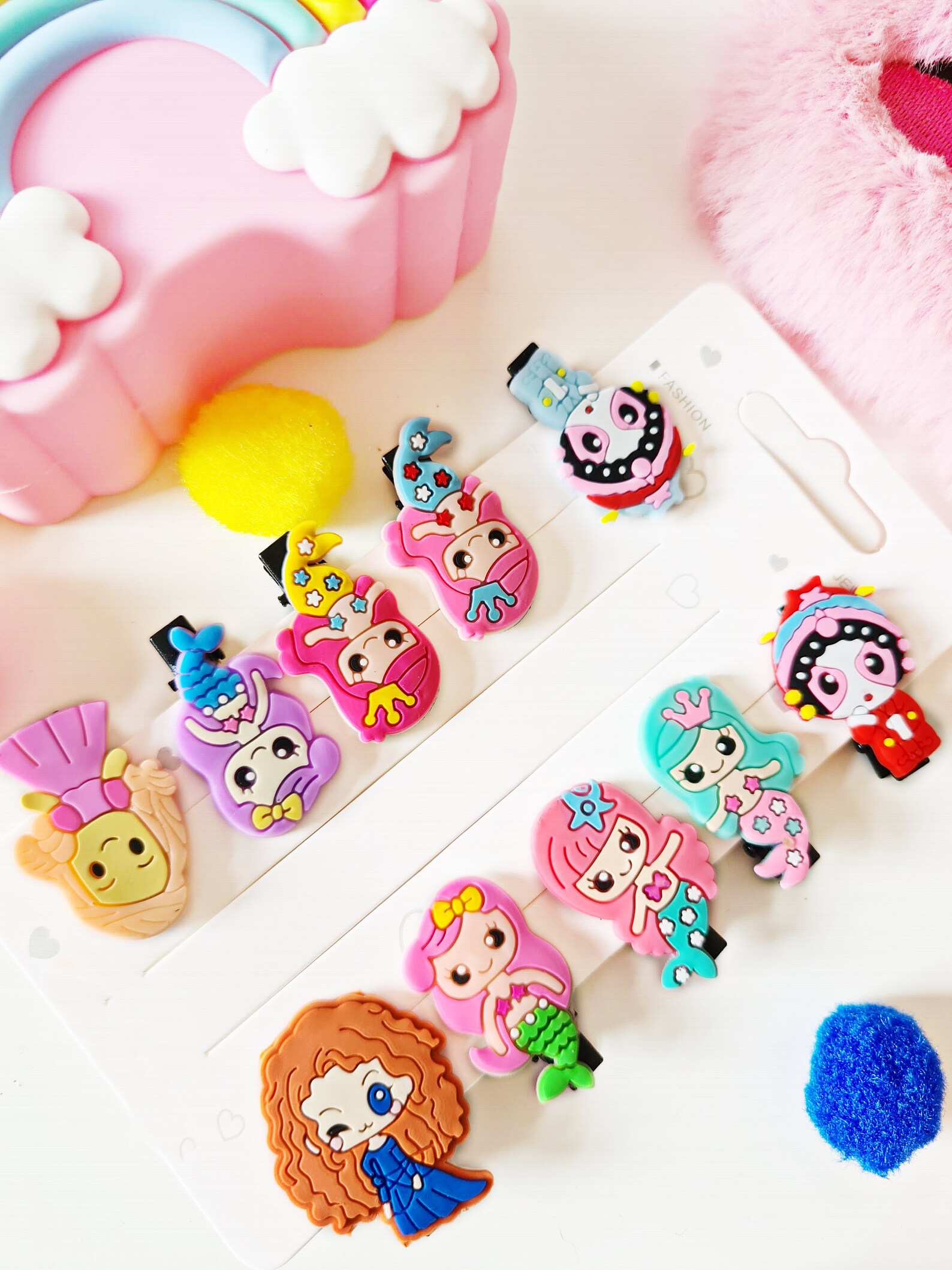 Mermaids hair clips_10X Princess hair clips set_Rainbow hair Etsy