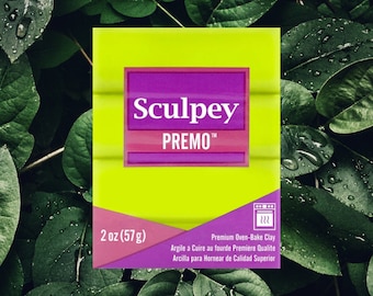 Sculpey Premo Fluorescent Yellow 57g - 2oz, oven-bake polymer clay