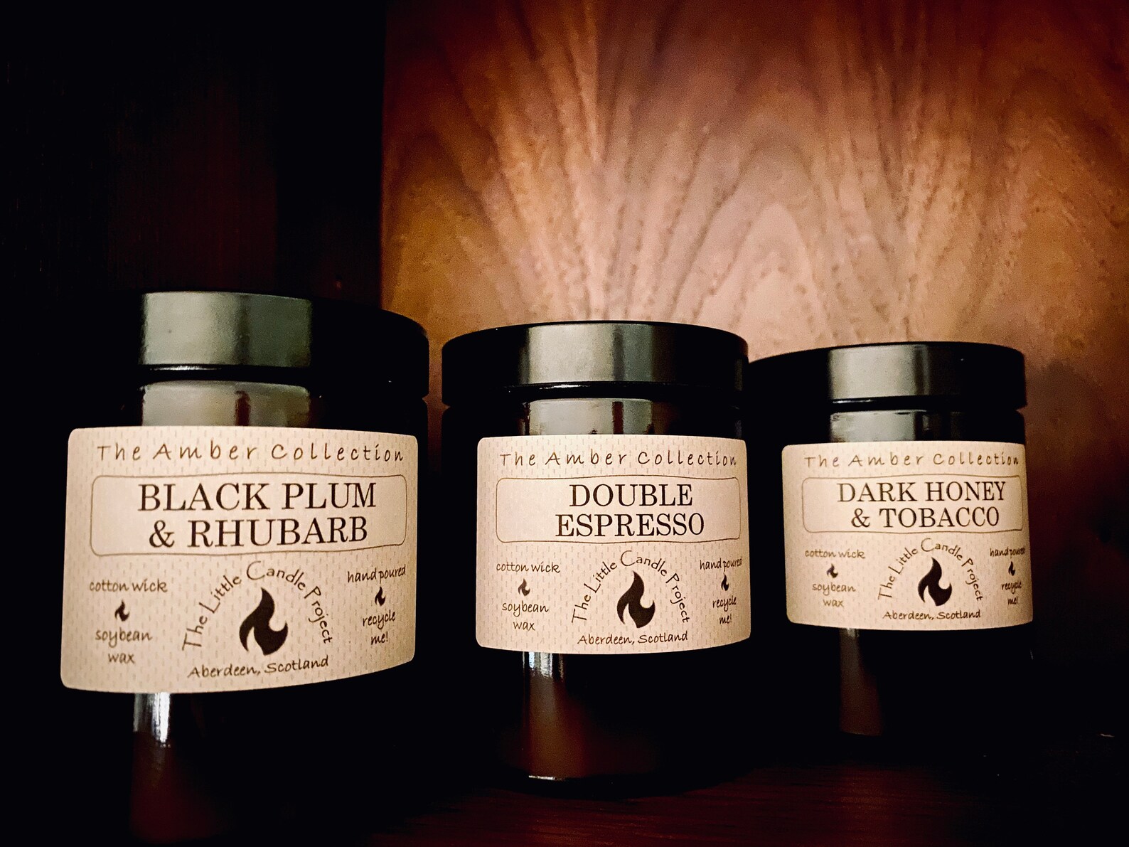 BLACK PLUM & RHUBARB Amber Jar 100 Soy Candle Made in Etsy UK