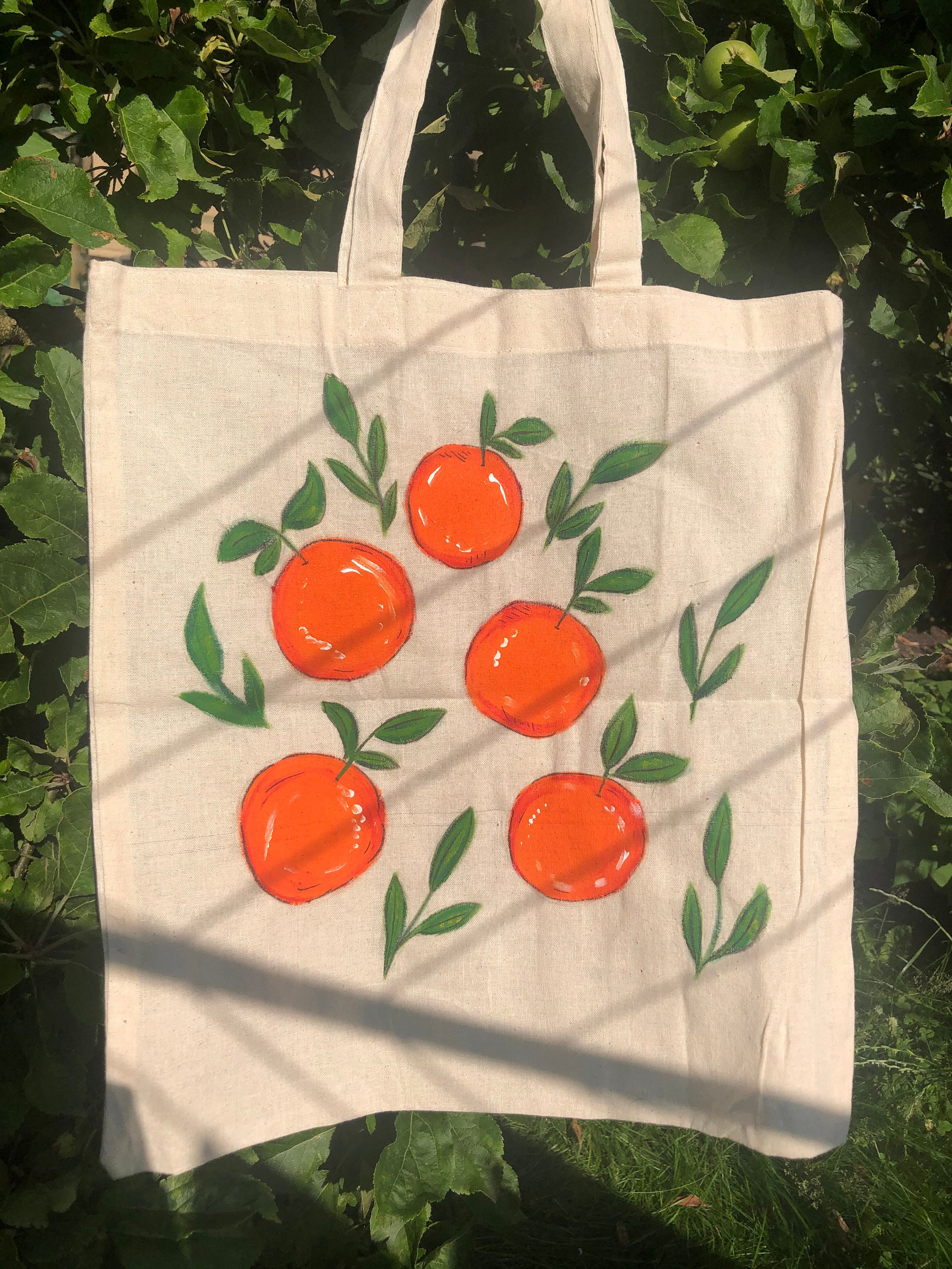 Hand painted tote bag orange themed tote bag canvas bag eco | Etsy