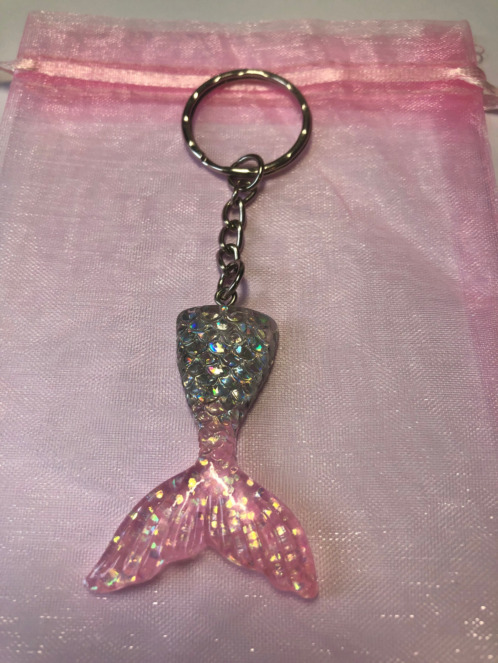 Mermaid Keychain Mermaid Tail Resin Keychain Glitter Etsy UK