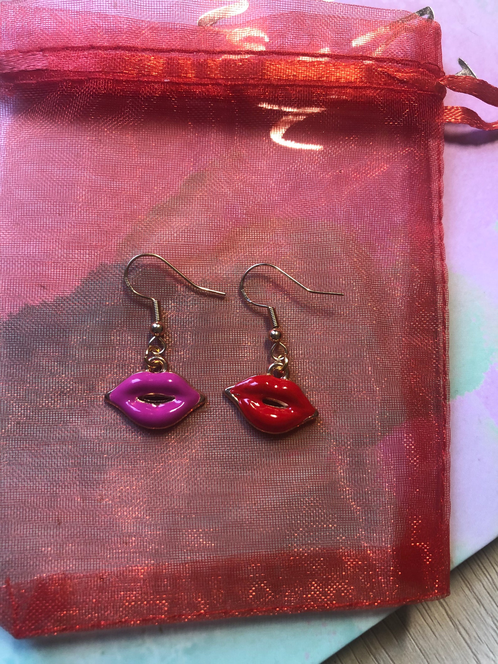 Set of Lip Earrings Drop and Dangle Earrings Unique Style Etsy