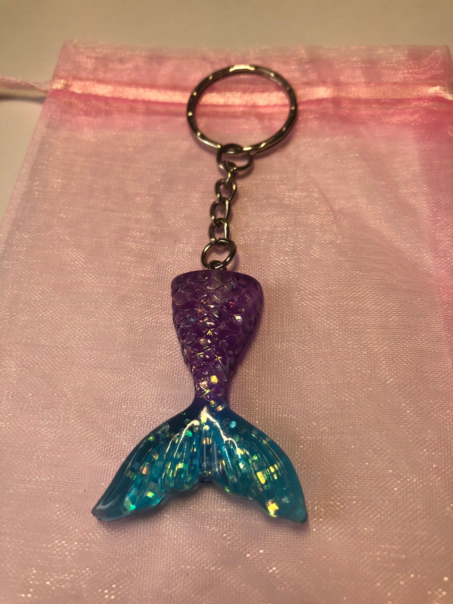 Mermaid Keychain Mermaid Tail Resin Keychain Glitter Etsy