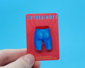Spider-Butt | Acrylic Pin, Spider-Man Pin, Spider-Man Far From Home, No Way Home, Homecoming