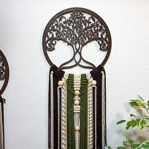 Tree of life macrame wall hanging, Family tree wood wall hanging, Celtic tree of life, Moss green Boho wall decor, Meaningful Gift for Mom