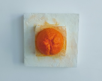 3D Art Orange Relief | Realistic Citrus Wall Sculpture | Handmade Textured Art | Minimalist Mediterranean Piece