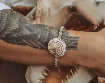 Boho Sundial seashell Macrame Gemstone bracelet