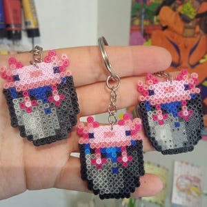 Axolotl Pixel Art Perler Beads Keychains