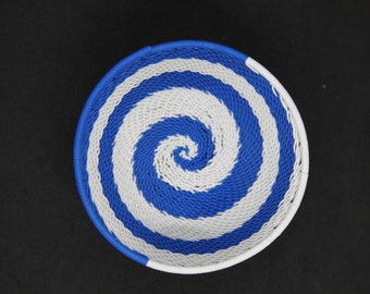Small Handmade South African Zulu Telephone Wire Basket Bowl  -African Sky