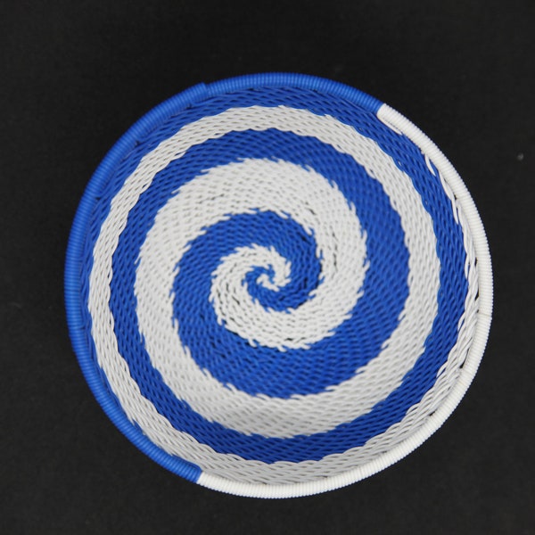 Small Handmade South African Zulu Telephone Wire Basket Bowl  -African Sky