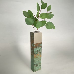 Standing Single Flower Vase Oxidised Green