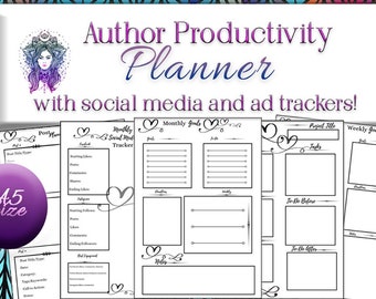 Author Productivity Planner with Social Media and Ad Trackers! Printables, Project Planner,  Bullet Journal, Social Media Planner