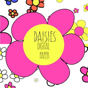 Flowers Digital Paper, Seamless Digital Paper, Spring art, Doodles, Summer flowers.