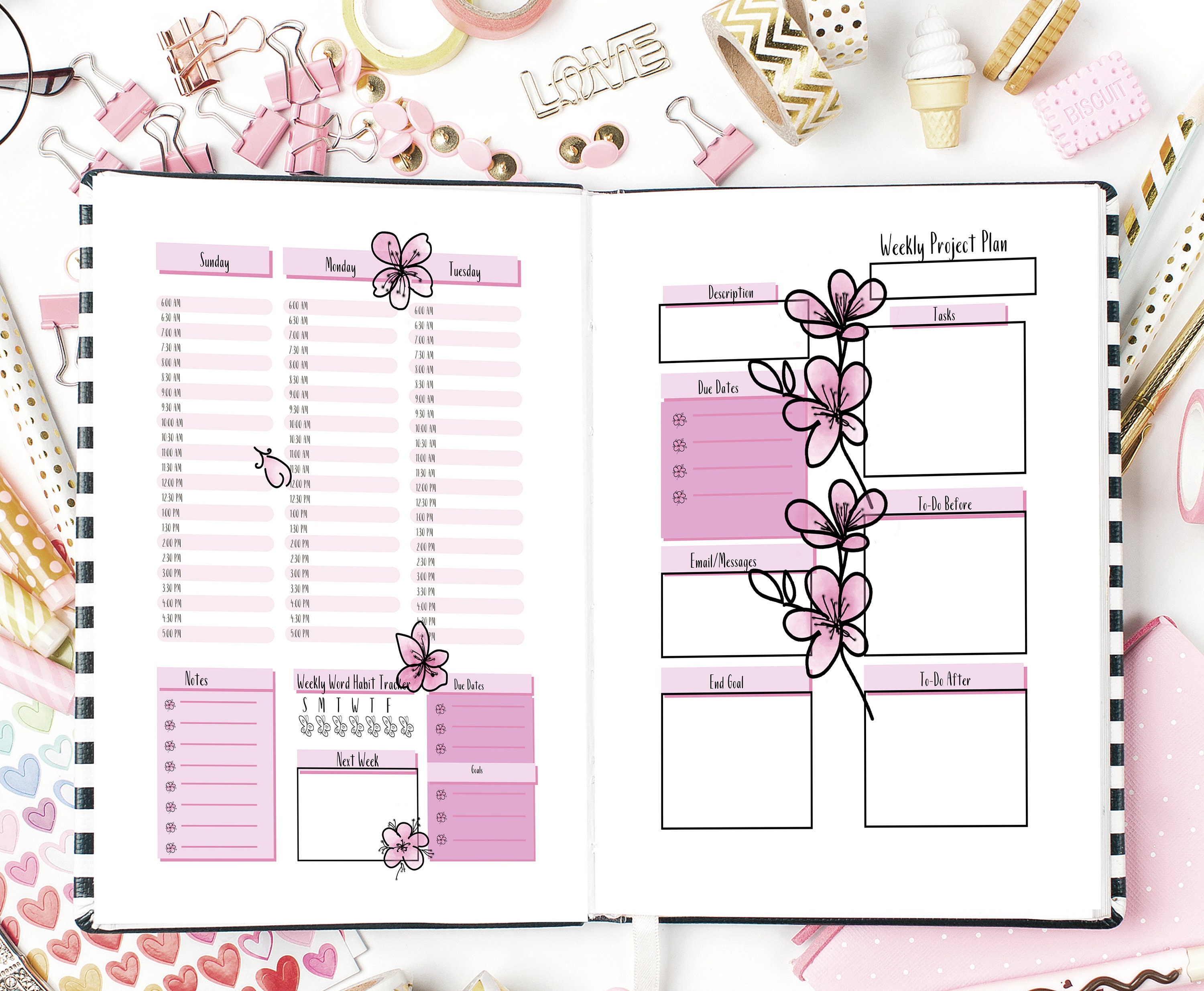Weekly Writing Planner Word Count Tracker Printable Kit Etsy 
