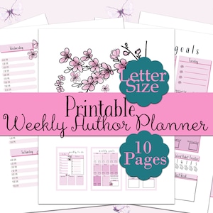 Weekly Writing Planner, Word Count Tracker Printable Kit, Digital Download, Weekly Author Planner