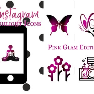 Instagram Highlight Cover Images -Pink Glam Social Media Icons - 30 Pink Instagram Covers - Highlight Icons - highlight covers -Social Media
