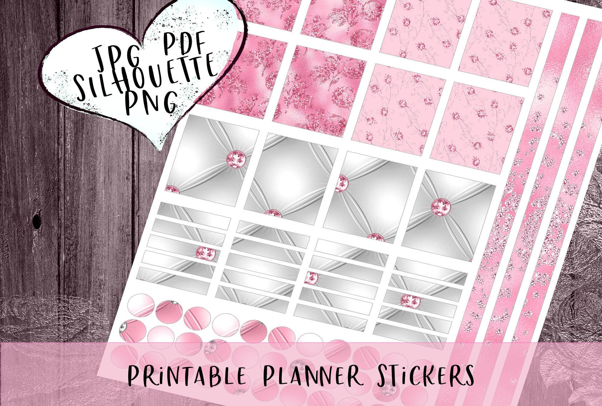 Pretty Pink Printable Planner Stickers, Erin Condren Planner Stickers ...