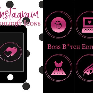 Instagram Highlight Cover Images -Pink Boss Social Media Icons - 30 Pink Instagram Covers - Highlight Icons - highlight covers -Social Media