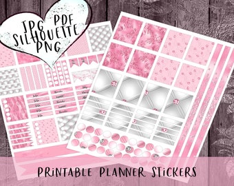 Pretty Pink Printable Planner Stickers, Erin Condren Planner Stickers, Happy Planner Stickers, To Do, Bullet Journal Printable Stickers