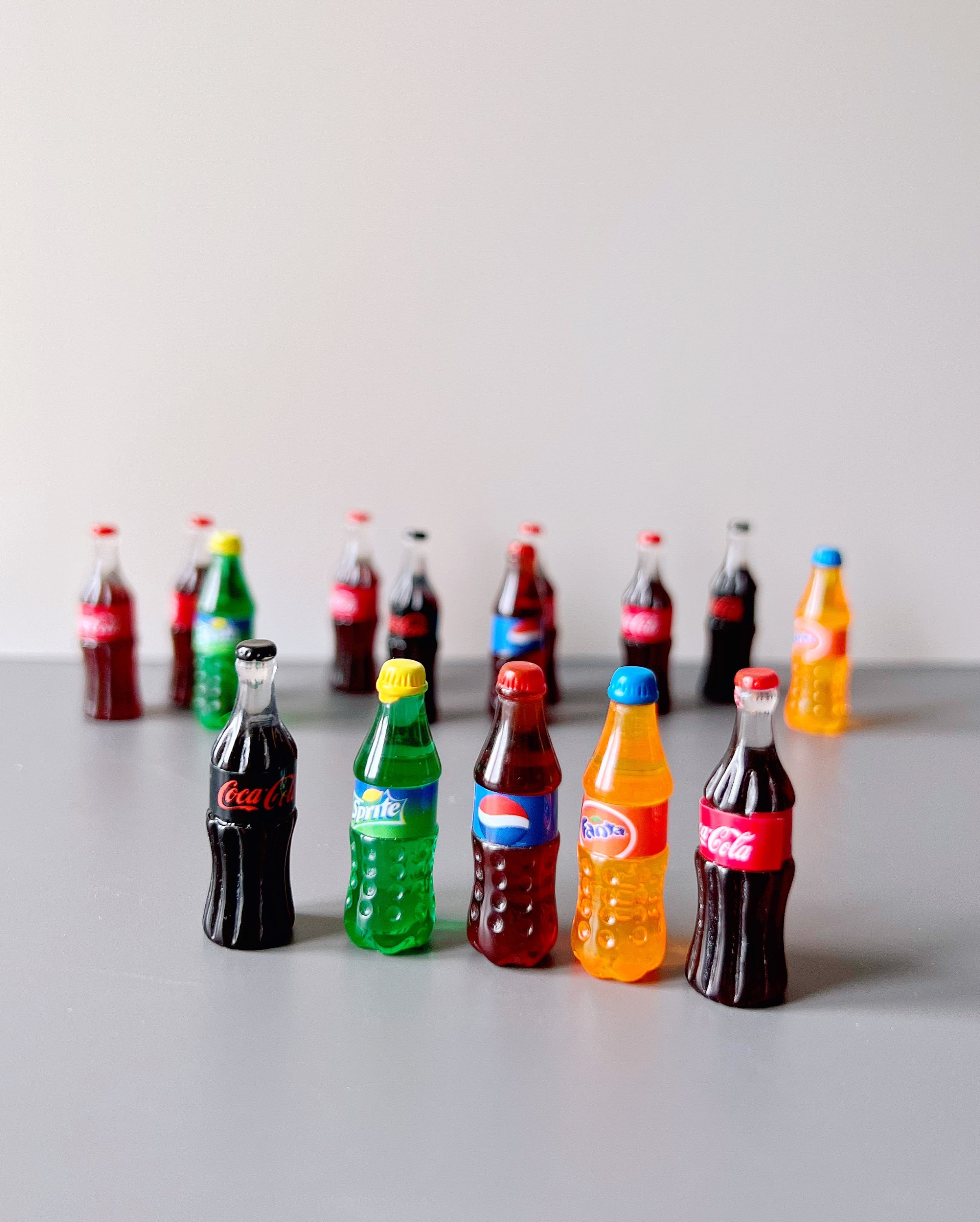 Vintage miniature soft drinks Coca Pepsi Cola Coke keyrings