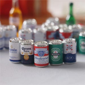 Miniature beer, beer cans, alcohol, heinekne, mini drink, Miniature can, Dollhouse drinks, Toy Figure Props, budweiser