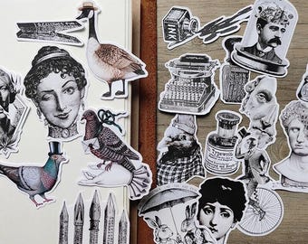 Confezione da 19 adesivi decorativi vintage, adesivi fustellati, set di adesivi vintage impermeabili, regalo unico