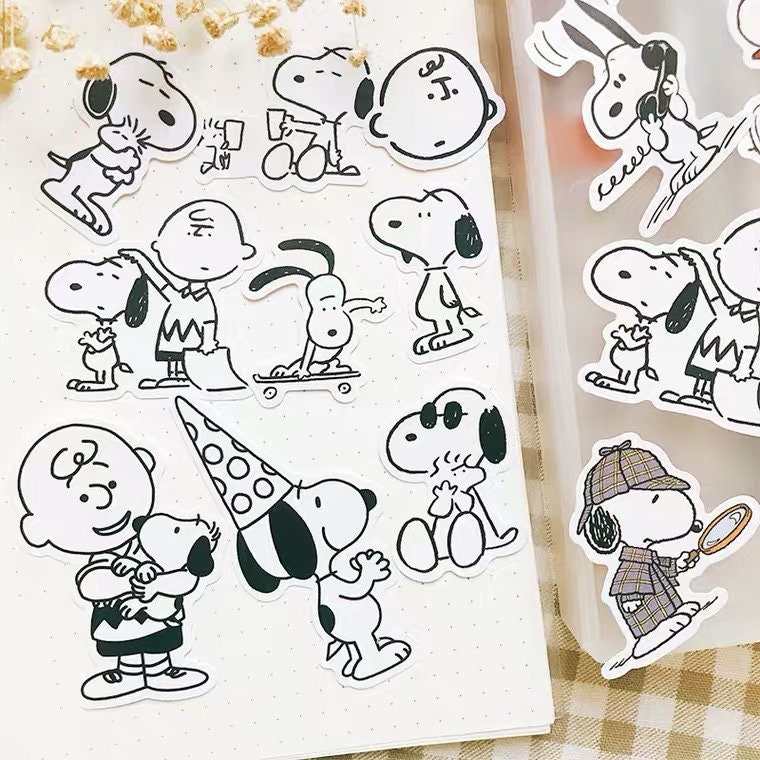 25pcs/pack Snoopy and Charlie Brown themed Decorative Stickers, Die Cut  Stickers, waterproof sticker