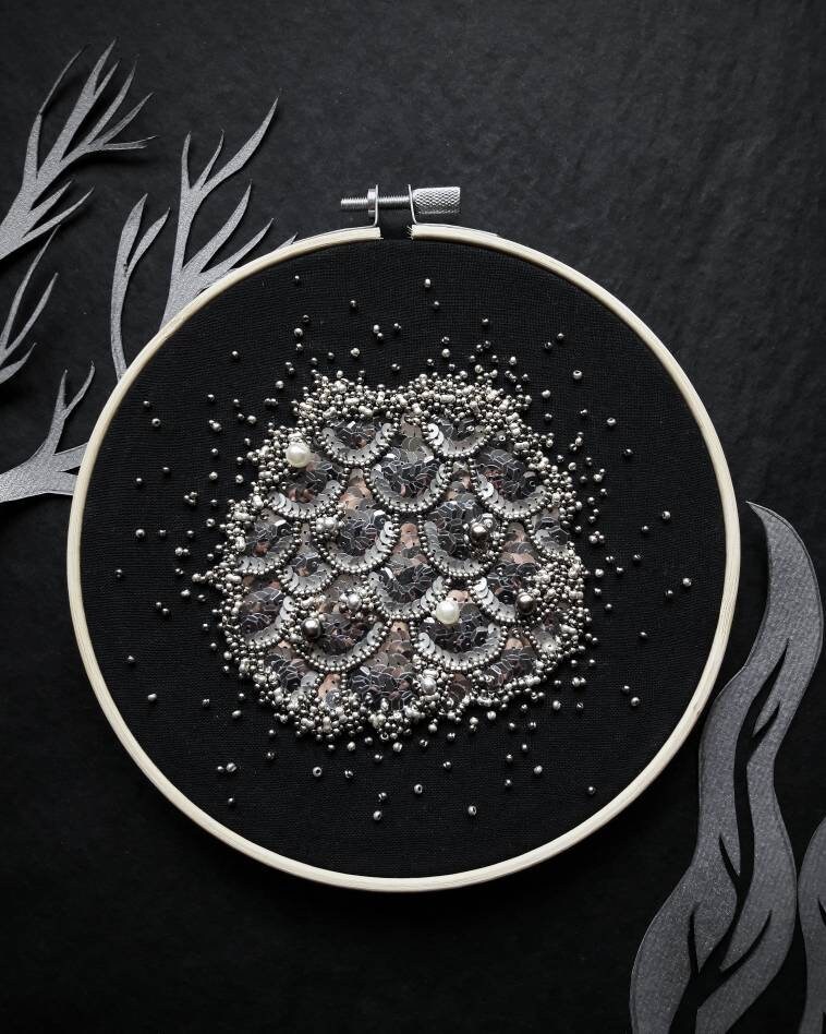 Le Fabularium Décoration Murale Broderie Perles Sequins Sirène | Livraison Standard Mondial Relay Po