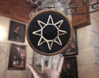 The Fabularium Black Sun Decoration in Beadwork | Cabinet of curiosities