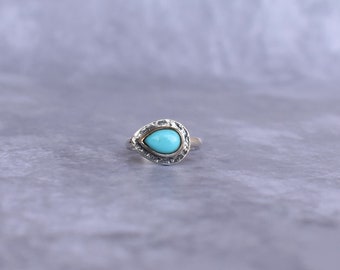 Natural Turquoise Ring* Silver Oxidized Handmade Turquoise Ring* Drop shaped Ring For Women* Healing Gemstone unique Ring* Bridesmaid Gifts