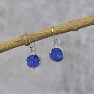 Natural Lapis Lazuli Earrings* Raw Lapis earrings* Raw gemstones earrings* Healing stone earrings for her* 925 Sterling silver earrings