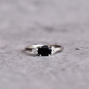 Genuine Black onyx Minimalist ring* Black diamond dainty ring* Sterling silver ring* Handmade solitaire ring* Bridesmaid gift* Gift for her