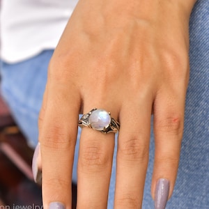 Moonstone branch Ring, Twig ring, handmade moonstone ring, Anniversary gifts, Celestial jewelry, moonstone crescent leaf ring , gift for her