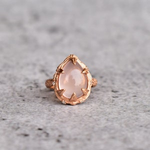 Huge pear rose quartz engagement ring Pink quartz statement ring Rose gold ring for beginning Wedding ring Bridesmaid gift Gift for her image 1